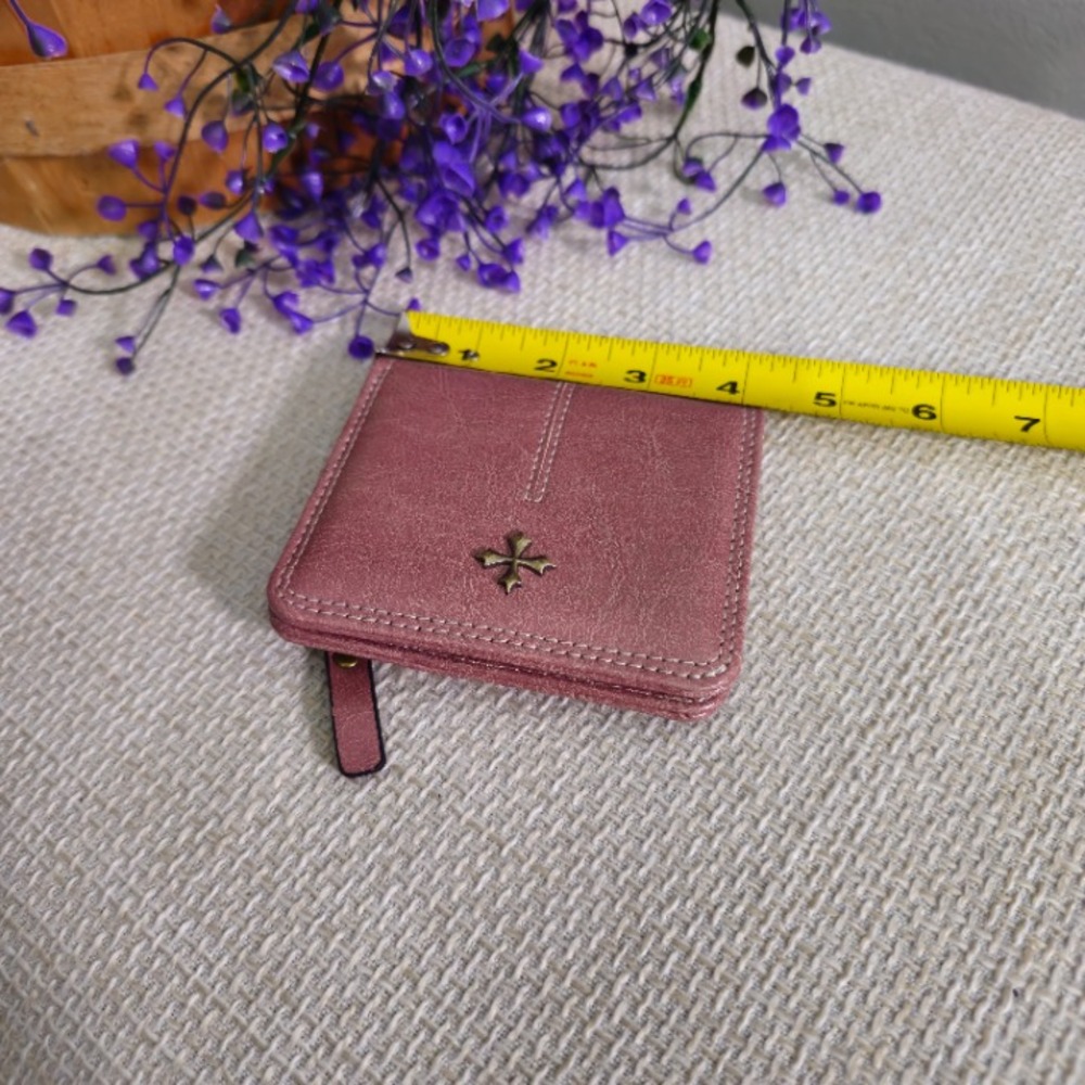 Gothic Cross Stud Bifold Snap Wallet | Blush Pink | 4x4in - Picture 6 of 8